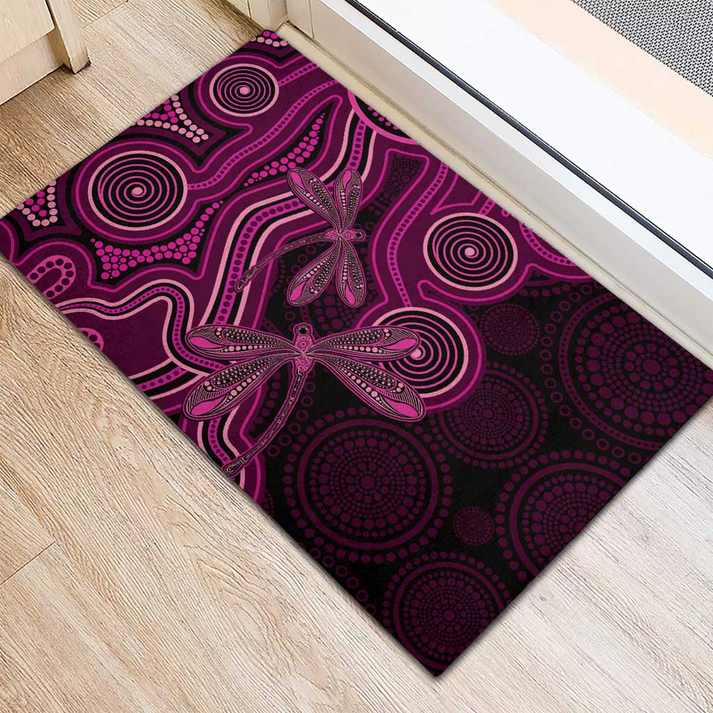 Australia Breast Cancer Awareness Rubber Doormat Pink Dragonflies Aboriginal Art - Aussie Hoodie