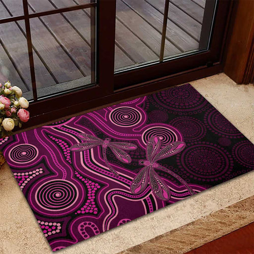 Australia Breast Cancer Awareness Rubber Doormat Pink Dragonflies Aboriginal Art - Aussie Hoodie