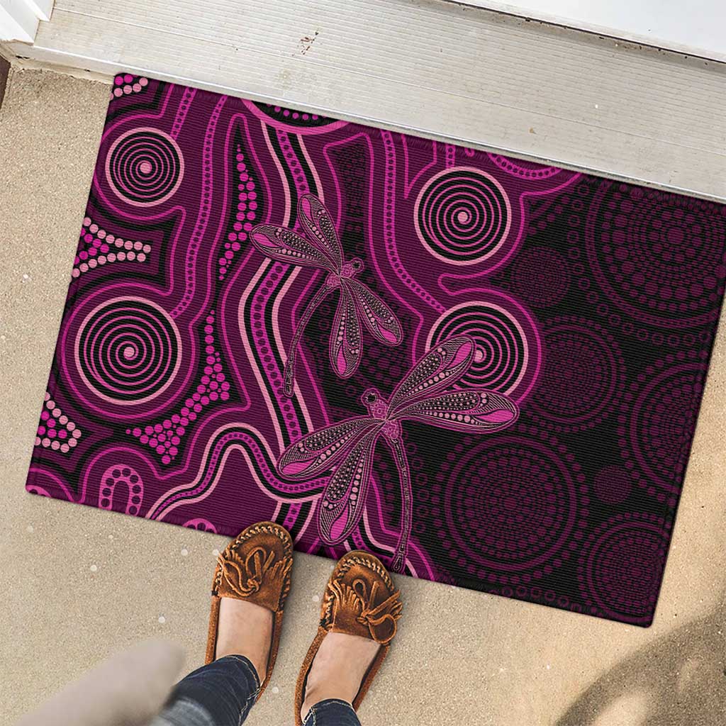 Australia Breast Cancer Awareness Rubber Doormat Pink Dragonflies Aboriginal Art - Aussie Hoodie