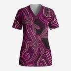 Australia Breast Cancer Awareness Scrub Top Pink Dragonflies Aboriginal Art - Aussie Hoodie