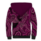 Australia Breast Cancer Awareness Sherpa Hoodie Pink Dragonflies Aboriginal Art - Aussie Hoodie
