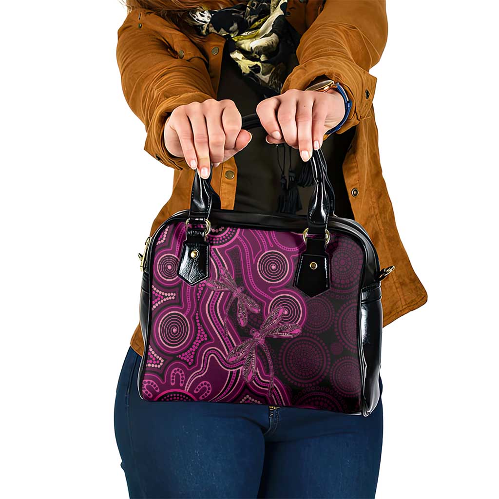 Australia Breast Cancer Awareness Shoulder Handbag Pink Dragonflies Aboriginal Art - Aussie Hoodie