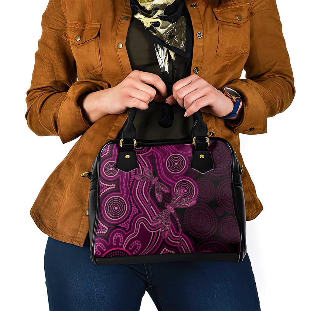Australia Breast Cancer Awareness Shoulder Handbag Pink Dragonflies Aboriginal Art - Aussie Hoodie