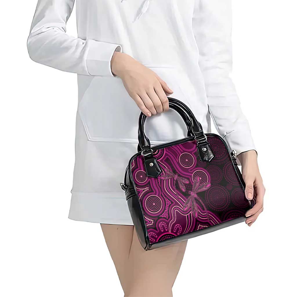 Australia Breast Cancer Awareness Shoulder Handbag Pink Dragonflies Aboriginal Art - Aussie Hoodie