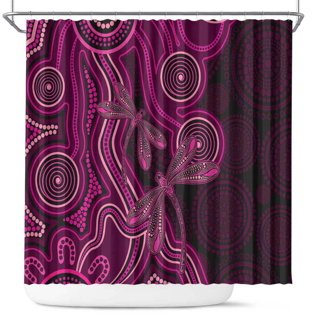 Australia Breast Cancer Awareness Shower Curtain Pink Dragonflies Aboriginal Art - Aussie Hoodie