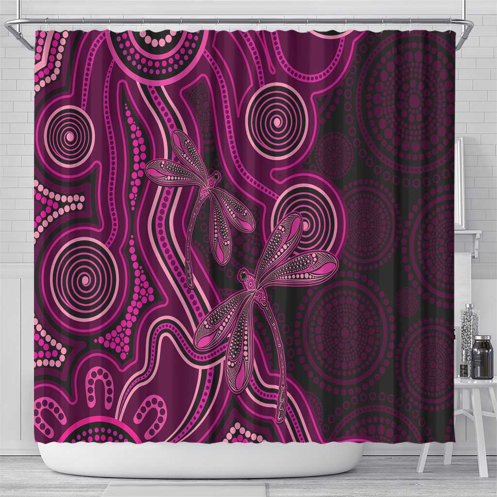 Australia Breast Cancer Awareness Shower Curtain Pink Dragonflies Aboriginal Art - Aussie Hoodie