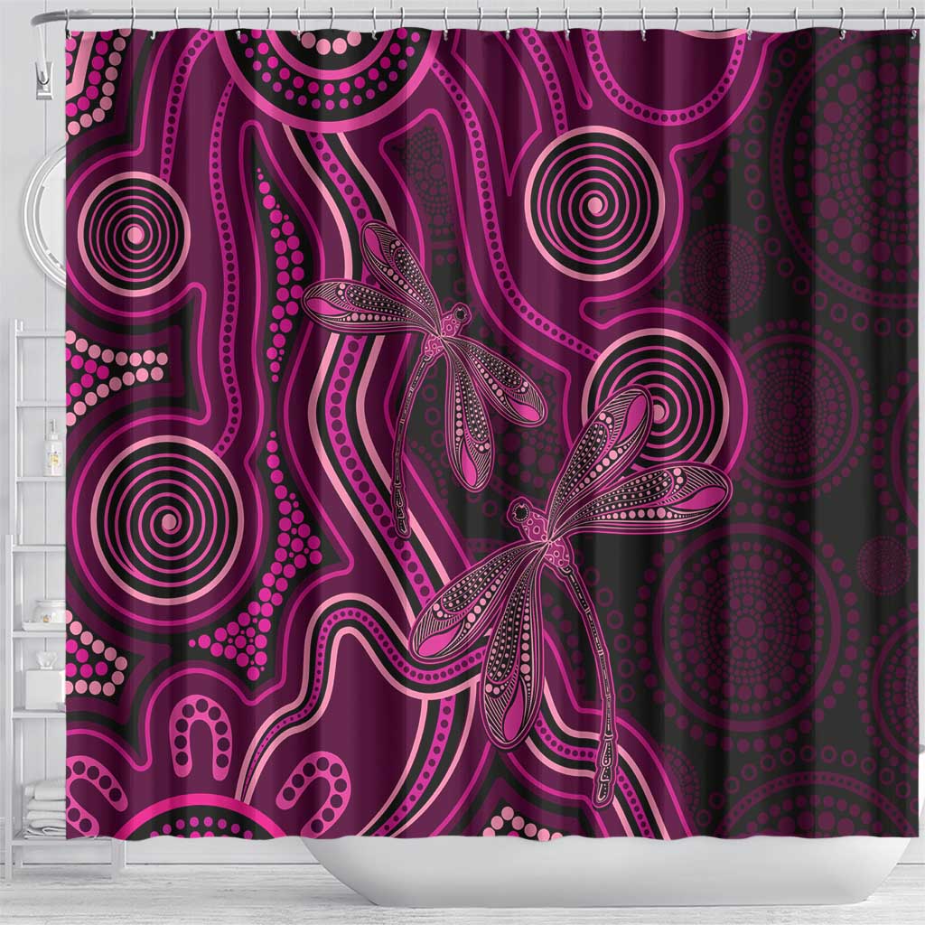 Australia Breast Cancer Awareness Shower Curtain Pink Dragonflies Aboriginal Art - Aussie Hoodie