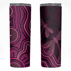 Australia Breast Cancer Awareness Skinny Tumbler Pink Dragonflies Aboriginal Art - Aussie Hoodie