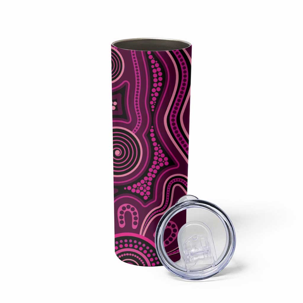Australia Breast Cancer Awareness Skinny Tumbler Pink Dragonflies Aboriginal Art - Aussie Hoodie