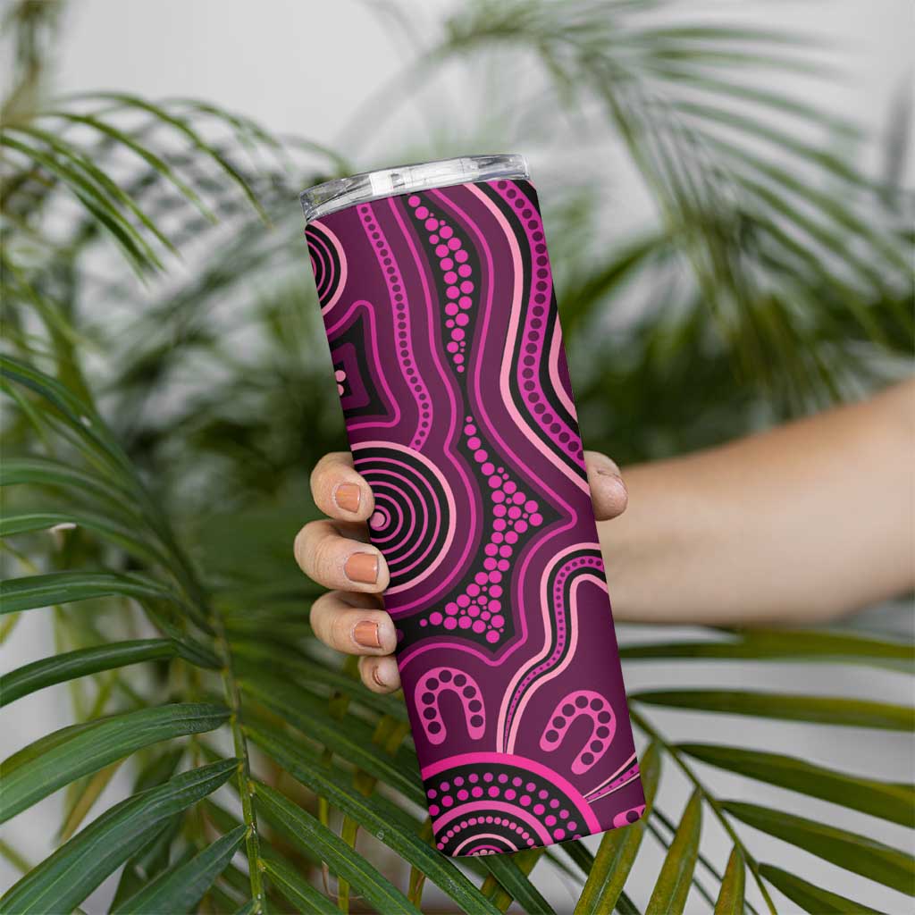 Australia Breast Cancer Awareness Skinny Tumbler Pink Dragonflies Aboriginal Art - Aussie Hoodie