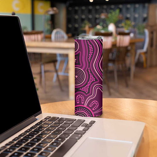 Australia Breast Cancer Awareness Skinny Tumbler Pink Dragonflies Aboriginal Art - Aussie Hoodie