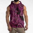 Australia Breast Cancer Awareness Sleeveless Hoodie Pink Dragonflies Aboriginal Art - Aussie Hoodie
