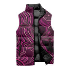 Australia Breast Cancer Awareness Sleeveless Puffer Jacket Pink Dragonflies Aboriginal Art - Aussie Hoodie
