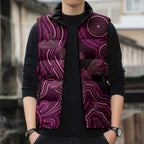Australia Breast Cancer Awareness Sleeveless Puffer Jacket Pink Dragonflies Aboriginal Art - Aussie Hoodie