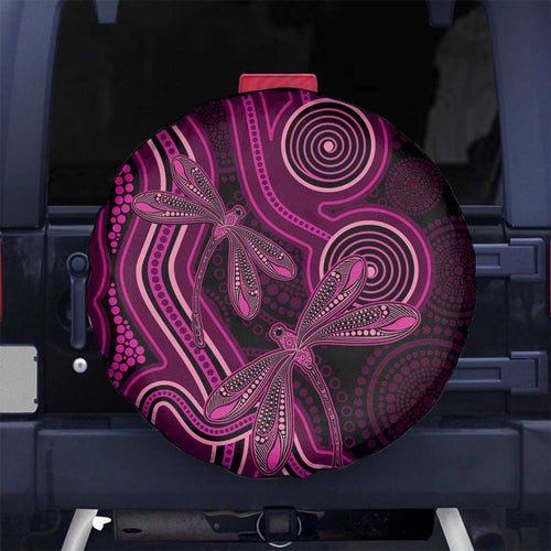 Australia Breast Cancer Awareness Spare Tire Cover Pink Dragonflies Aboriginal Art - Aussie Hoodie