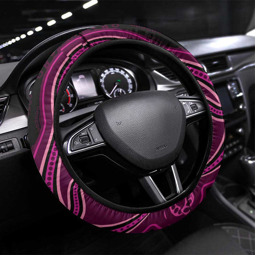 Australia Breast Cancer Awareness Steering Wheel Cover Pink Dragonflies Aboriginal Art - Aussie Hoodie