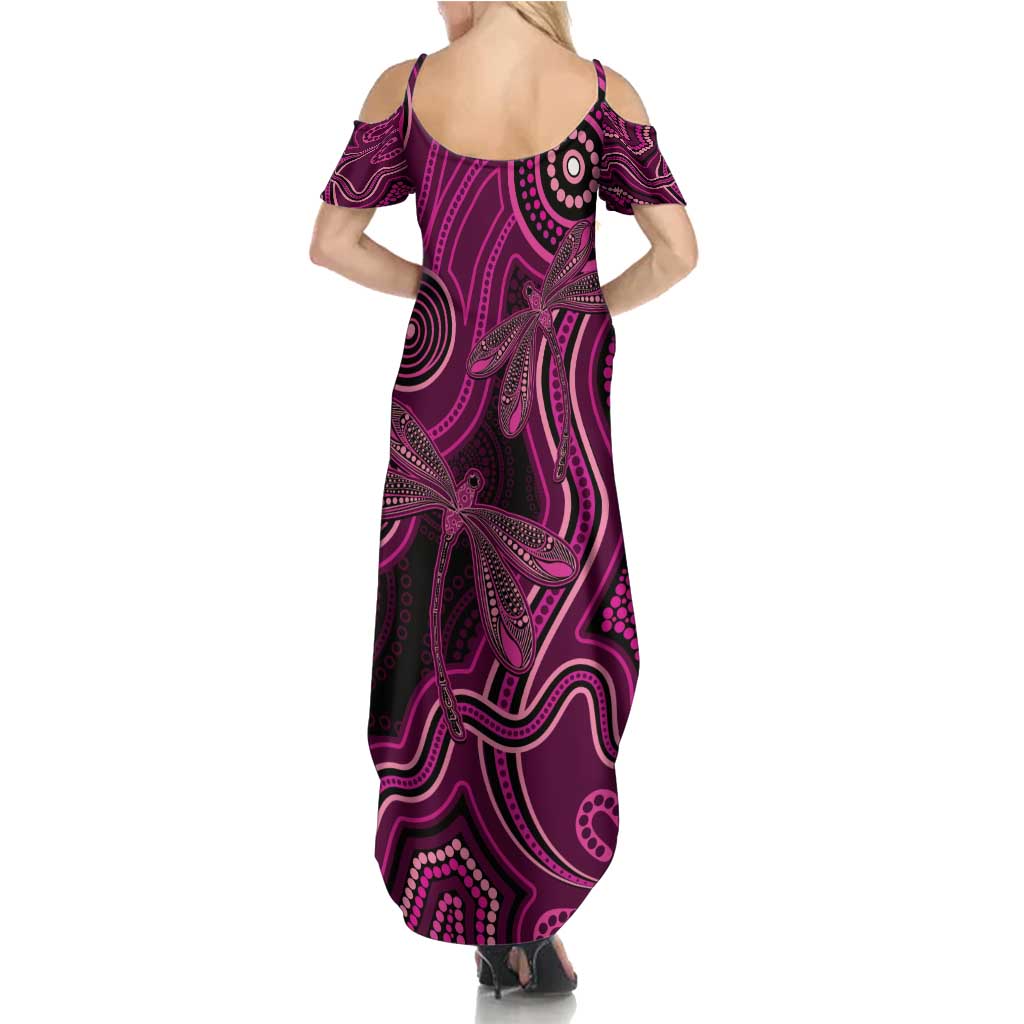 Australia Breast Cancer Awareness Summer Maxi Dress Pink Dragonflies Aboriginal Art - Aussie Hoodie