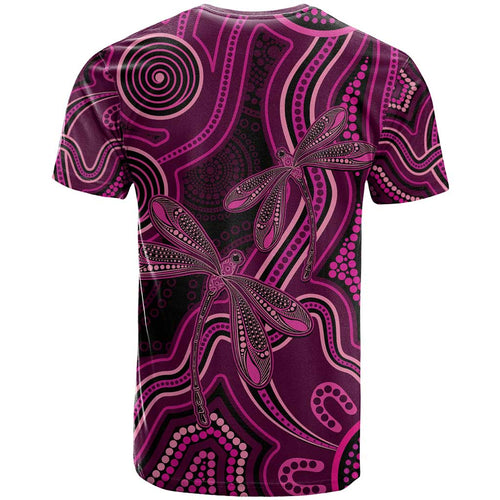 Australia Breast Cancer Awareness T Shirt Pink Dragonflies Aboriginal Art - Aussie Hoodie