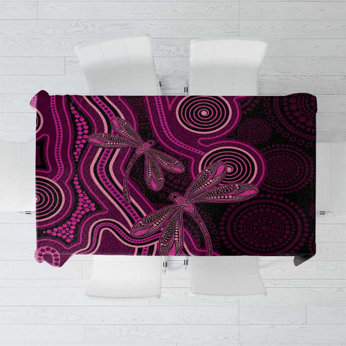 Australia Breast Cancer Awareness Tablecloth Pink Dragonflies Aboriginal Art - Aussie Hoodie