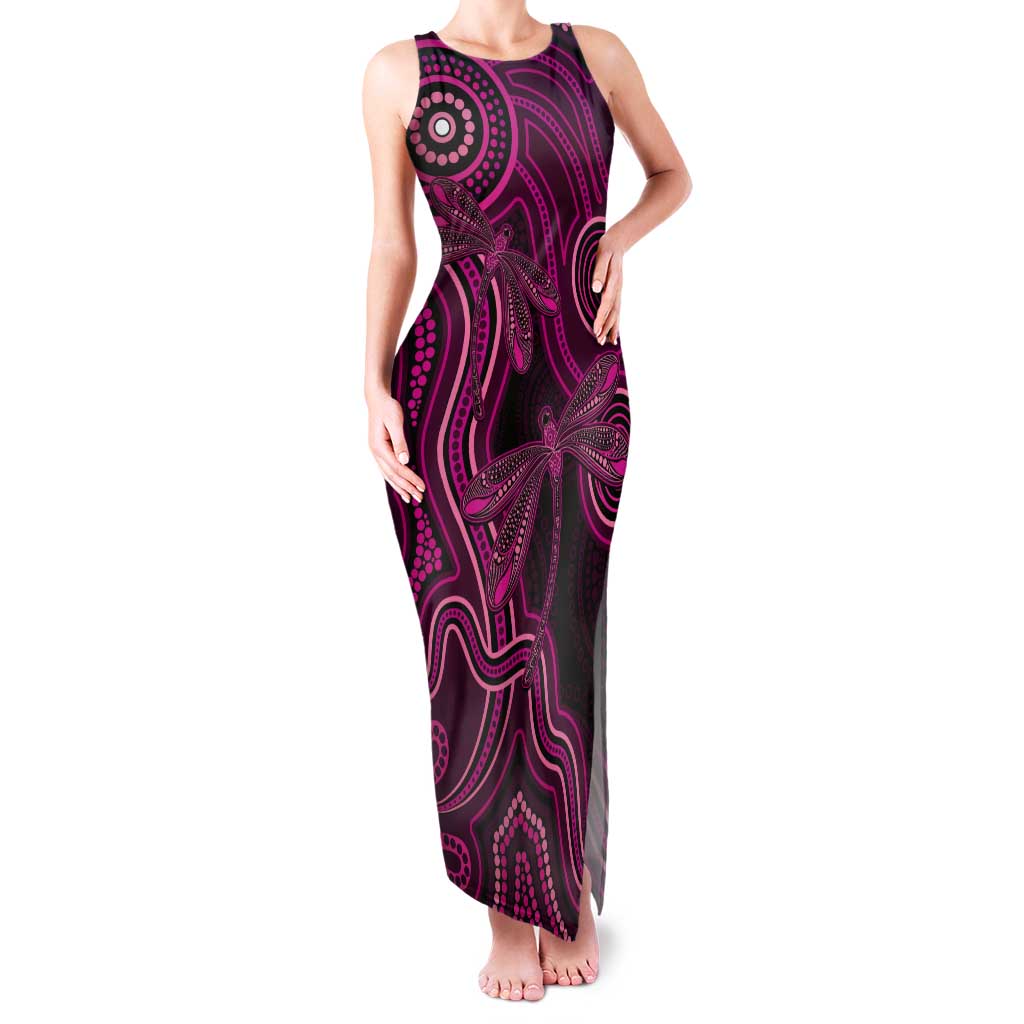 Australia Breast Cancer Awareness Tank Maxi Dress Pink Dragonflies Aboriginal Art - Aussie Hoodie