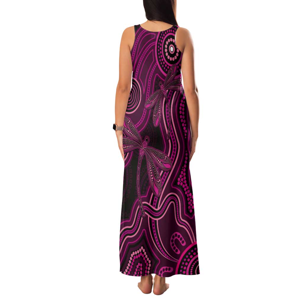 Australia Breast Cancer Awareness Tank Maxi Dress Pink Dragonflies Aboriginal Art - Aussie Hoodie