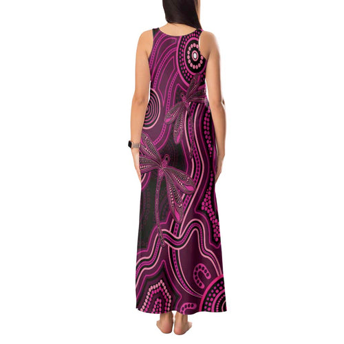 Australia Breast Cancer Awareness Tank Maxi Dress Pink Dragonflies Aboriginal Art - Aussie Hoodie