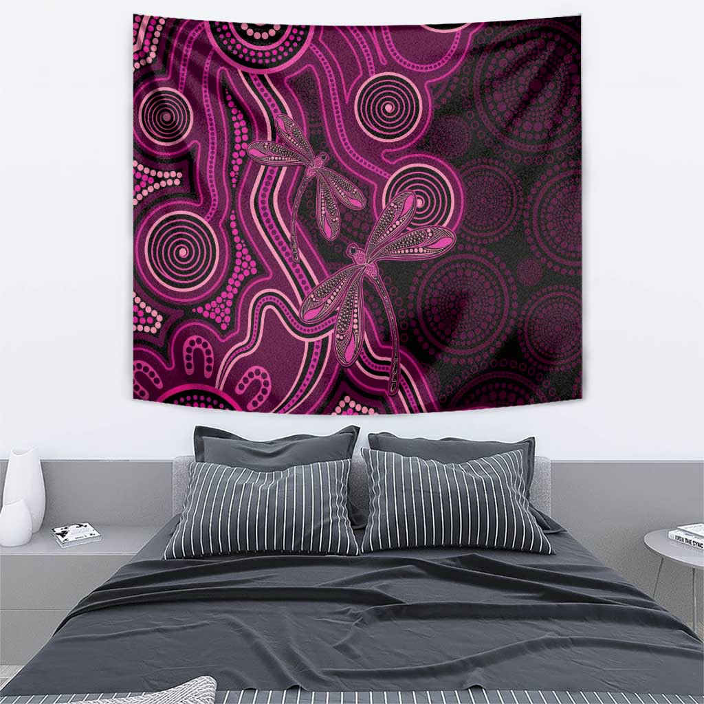 Australia Breast Cancer Awareness Tapestry Pink Dragonflies Aboriginal Art - Aussie Hoodie