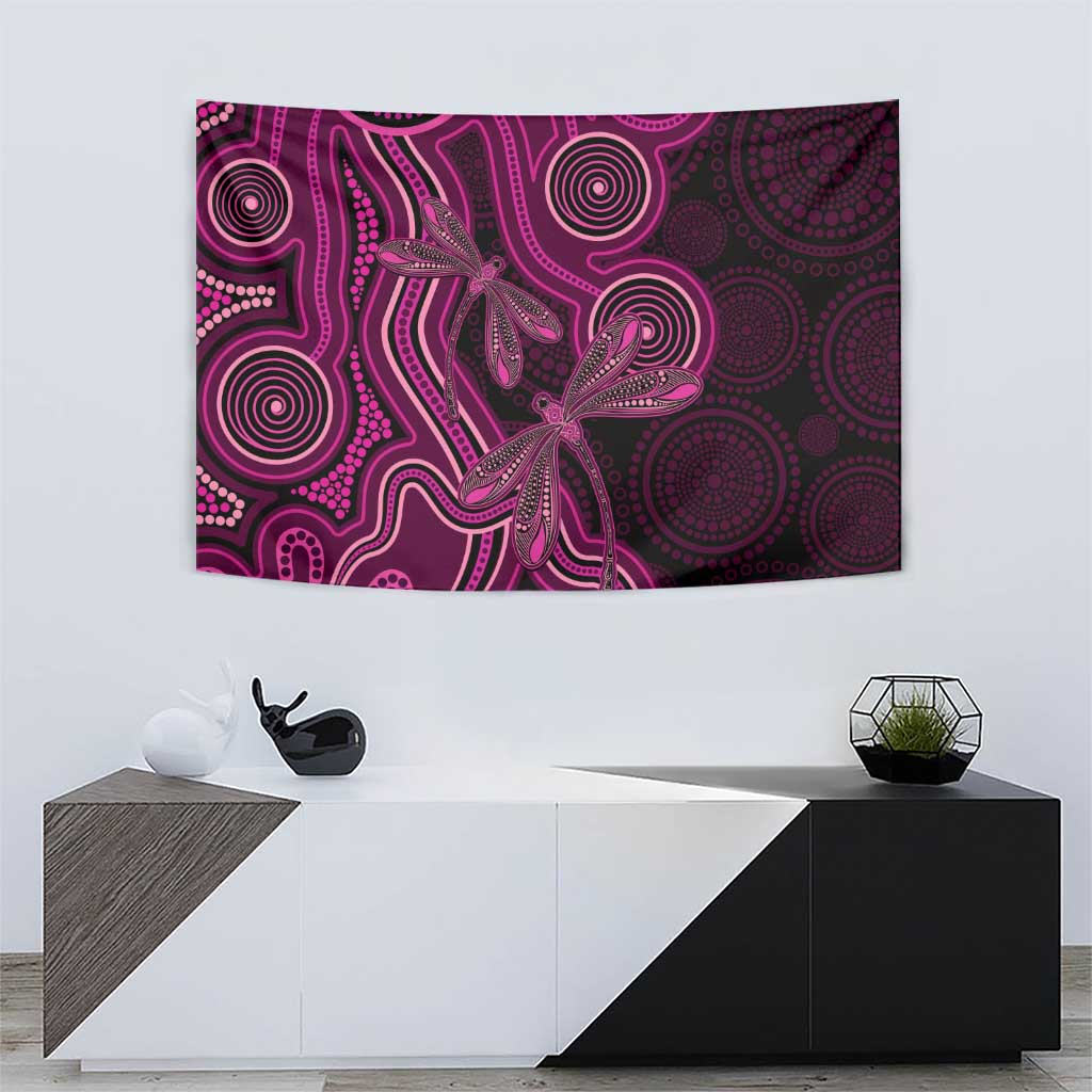 Australia Breast Cancer Awareness Tapestry Pink Dragonflies Aboriginal Art - Aussie Hoodie