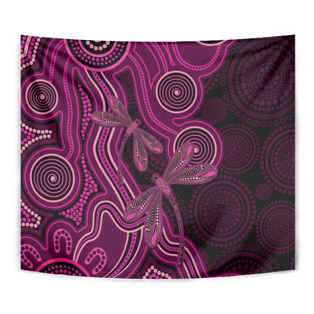 Australia Breast Cancer Awareness Tapestry Pink Dragonflies Aboriginal Art - Aussie Hoodie