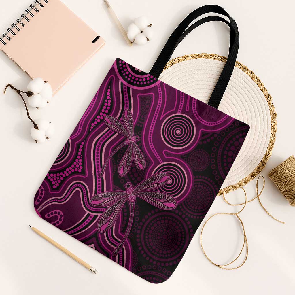 Australia Breast Cancer Awareness Tote Bag Pink Dragonflies Aboriginal Art - Aussie Hoodie