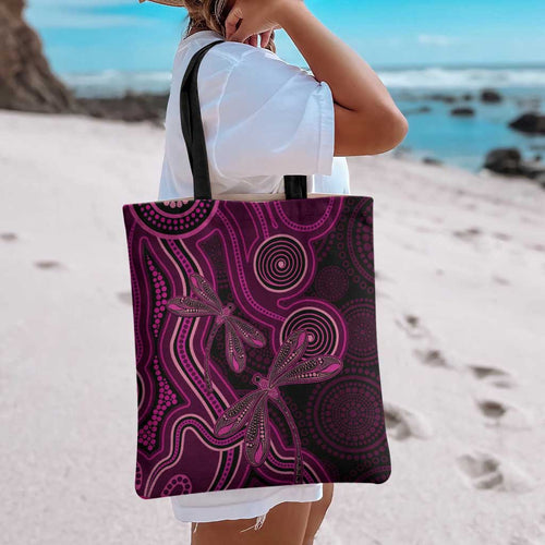 Australia Breast Cancer Awareness Tote Bag Pink Dragonflies Aboriginal Art - Aussie Hoodie