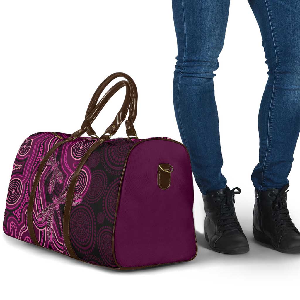 Australia Breast Cancer Awareness Travel Bag Pink Dragonflies Aboriginal Art - Aussie Hoodie