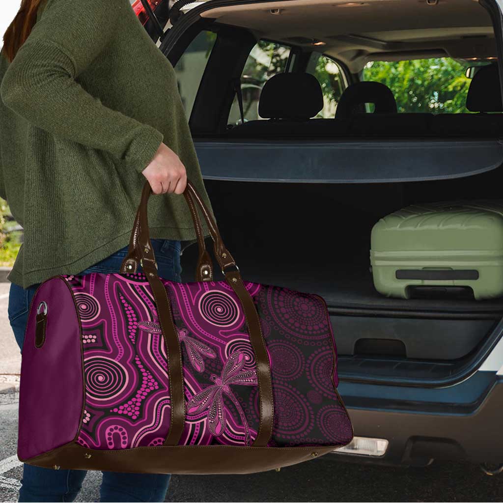 Australia Breast Cancer Awareness Travel Bag Pink Dragonflies Aboriginal Art - Aussie Hoodie