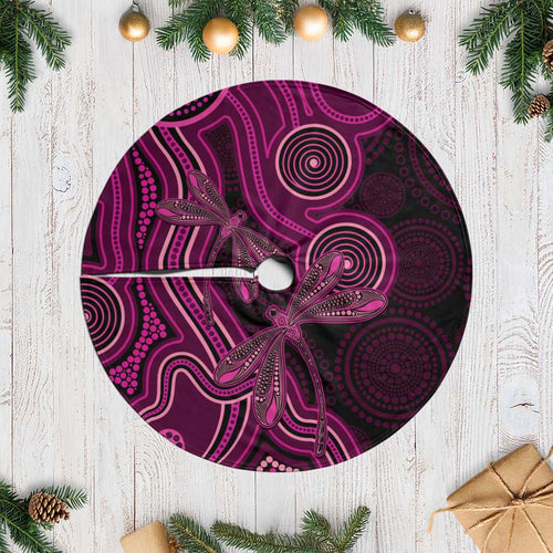 Australia Breast Cancer Awareness Tree Skirt Pink Dragonflies Aboriginal Art - Aussie Hoodie