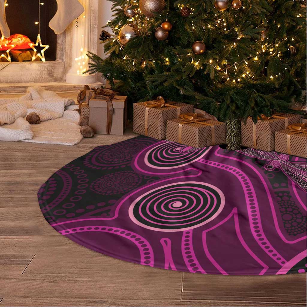 Australia Breast Cancer Awareness Tree Skirt Pink Dragonflies Aboriginal Art - Aussie Hoodie