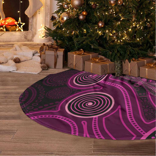 Australia Breast Cancer Awareness Tree Skirt Pink Dragonflies Aboriginal Art - Aussie Hoodie