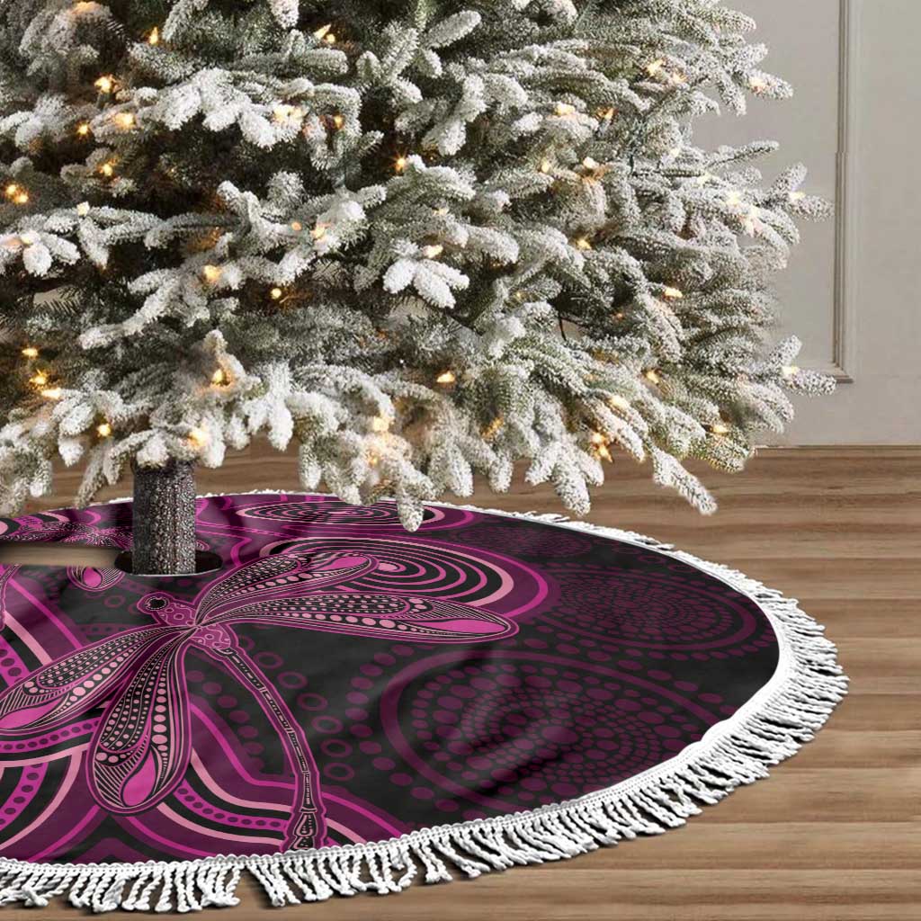 Australia Breast Cancer Awareness Tree Skirt Pink Dragonflies Aboriginal Art - Aussie Hoodie