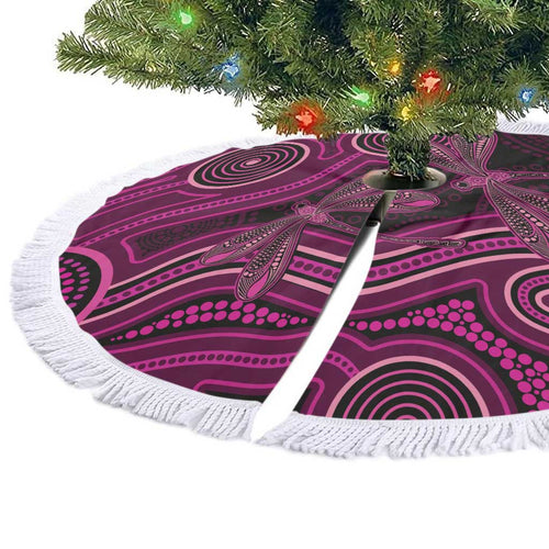 Australia Breast Cancer Awareness Tree Skirt Pink Dragonflies Aboriginal Art - Aussie Hoodie