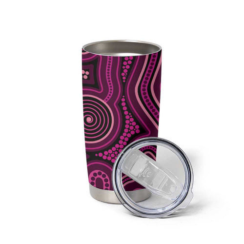 Australia Breast Cancer Awareness Tumbler Cup Pink Dragonflies Aboriginal Art - Aussie Hoodie