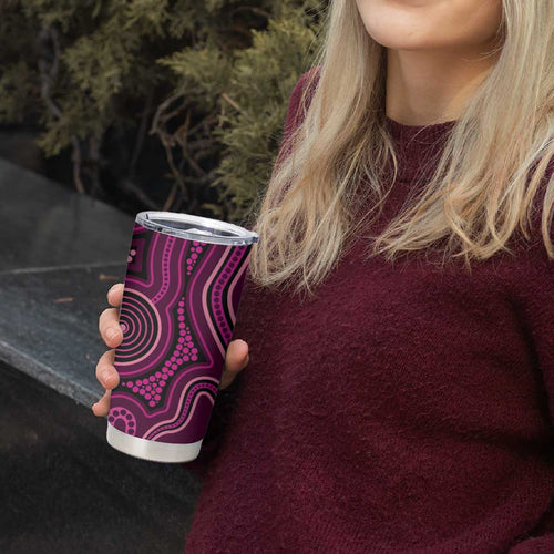 Australia Breast Cancer Awareness Tumbler Cup Pink Dragonflies Aboriginal Art - Aussie Hoodie