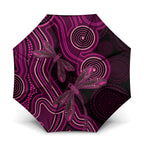Australia Breast Cancer Awareness Umbrella Pink Dragonflies Aboriginal Art - Aussie Hoodie