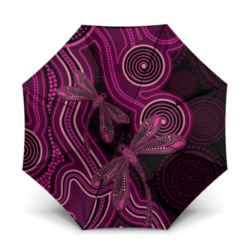 Australia Breast Cancer Awareness Umbrella Pink Dragonflies Aboriginal Art - Aussie Hoodie