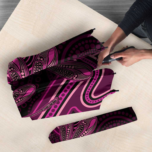 Australia Breast Cancer Awareness Umbrella Pink Dragonflies Aboriginal Art - Aussie Hoodie