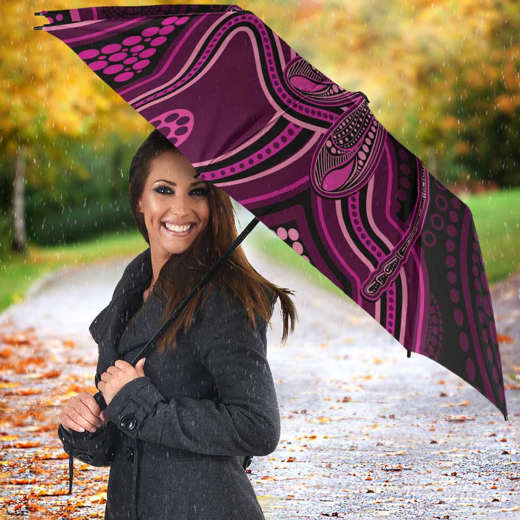 Australia Breast Cancer Awareness Umbrella Pink Dragonflies Aboriginal Art - Aussie Hoodie