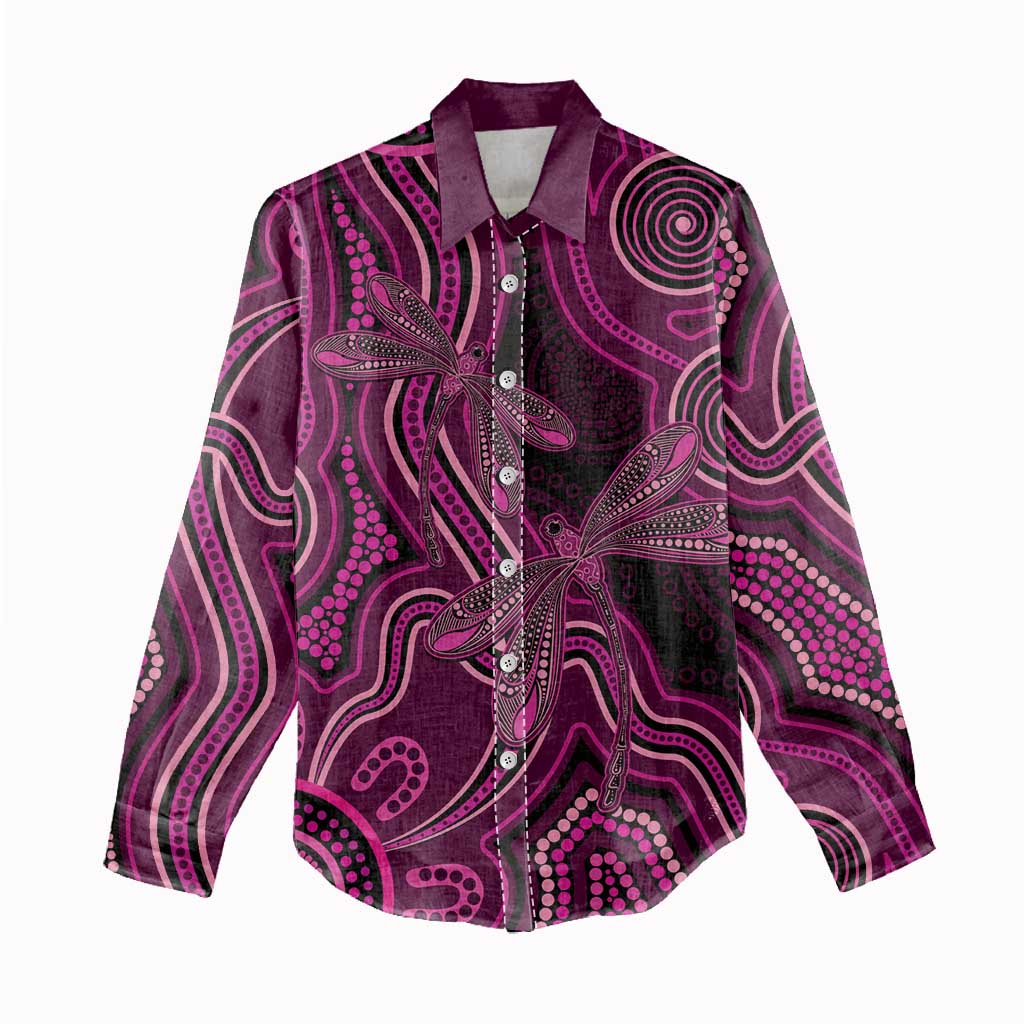 Australia Breast Cancer Awareness Women Casual Shirt Pink Dragonflies Aboriginal Art - Aussie Hoodie