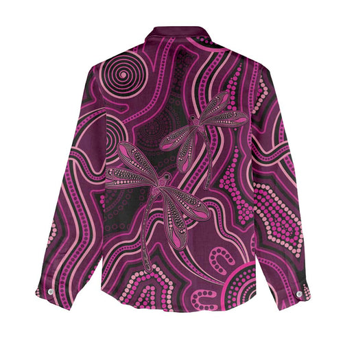 Australia Breast Cancer Awareness Women Casual Shirt Pink Dragonflies Aboriginal Art - Aussie Hoodie