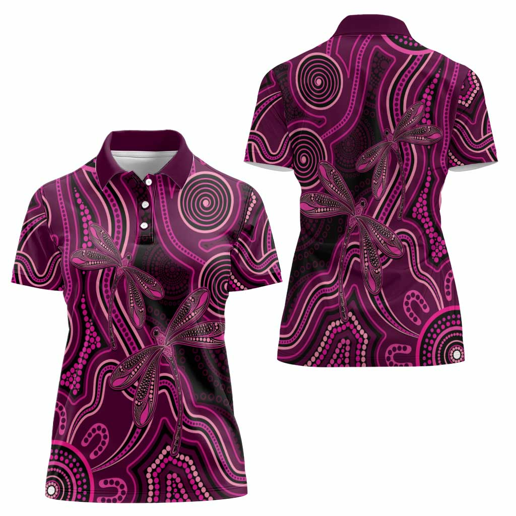 Australia Breast Cancer Awareness Women Polo Shirt Pink Dragonflies Aboriginal Art - Aussie Hoodie