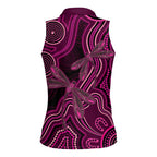 Australia Breast Cancer Awareness Women Sleeveless Polo Shirt Pink Dragonflies Aboriginal Art - Aussie Hoodie