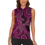 Australia Breast Cancer Awareness Women Sleeveless Polo Shirt Pink Dragonflies Aboriginal Art - Aussie Hoodie