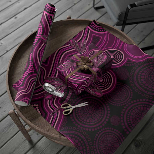 Australia Breast Cancer Awareness Wrapping Paper Pink Dragonflies Aboriginal Art - Aussie Hoodie